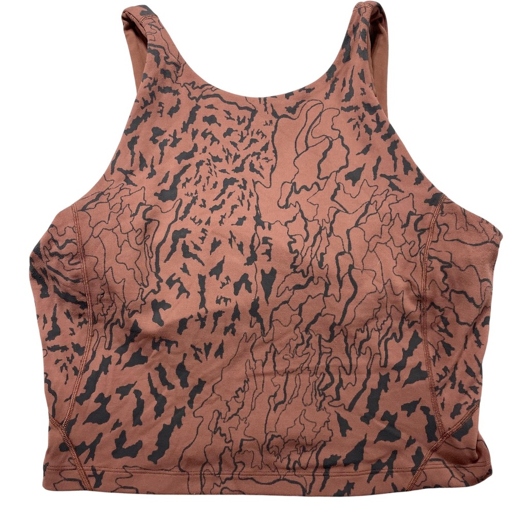 Lululemon Bra Womens 10 Brown Animal Print Racerback Sports Bra Yoga Gym
